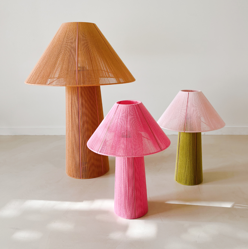 Lampe à poser tissée en coton Bonbon