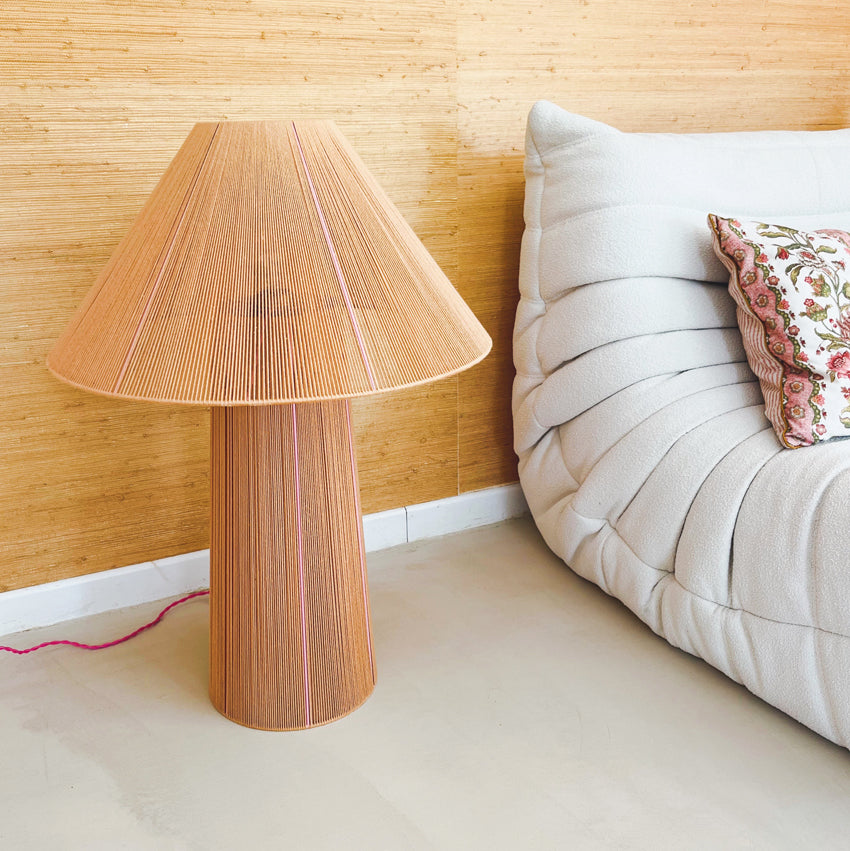 Lampe à poser au sol  tissée en coton Caramel XL