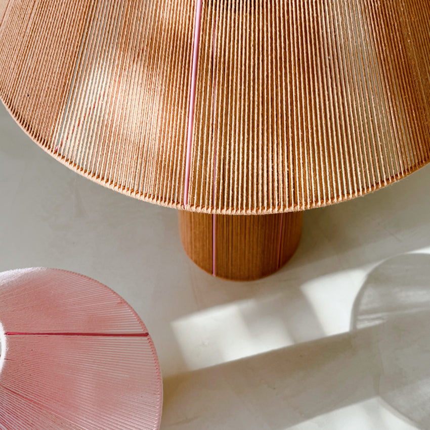 Lampe à poser au sol  tissée en coton Caramel XL