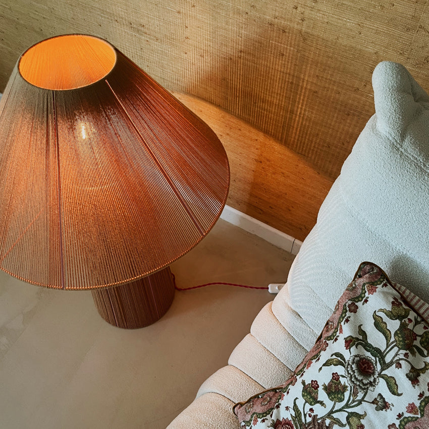 Lampe à poser au sol  tissée en coton Caramel XL