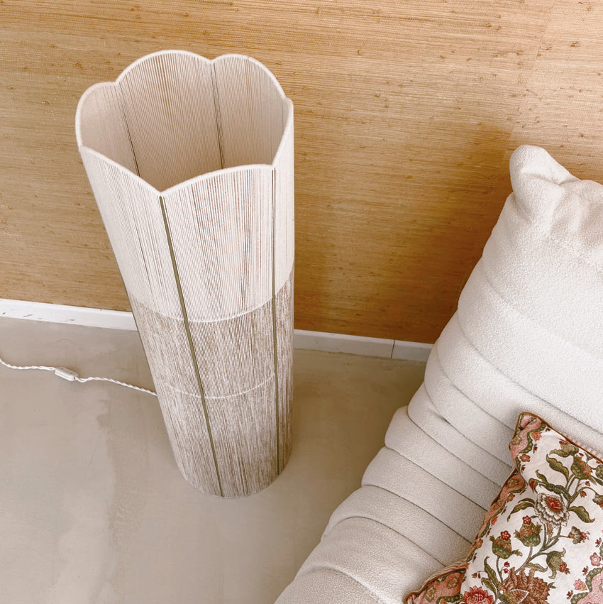 Lampe à poser au sol tissée en coton Moaï XL