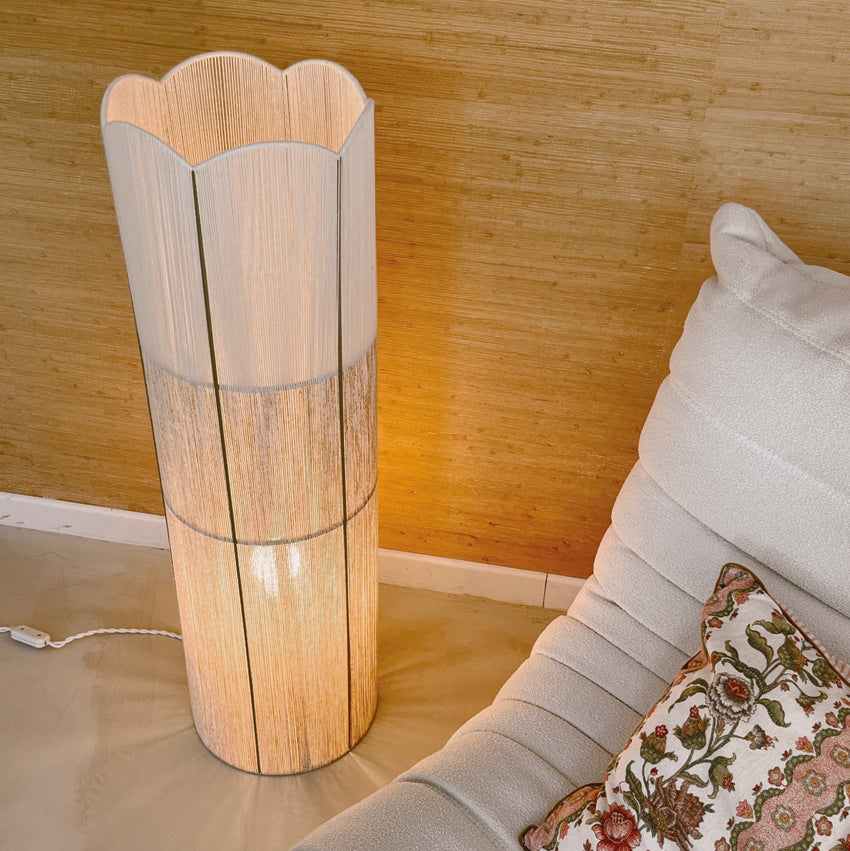Lampe à poser au sol tissée en coton Moaï XL