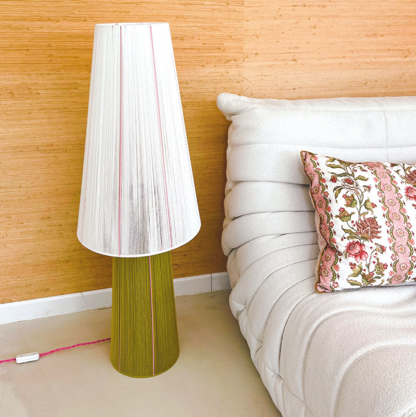 Lampe à poser au sol tissée en coton Waikiki